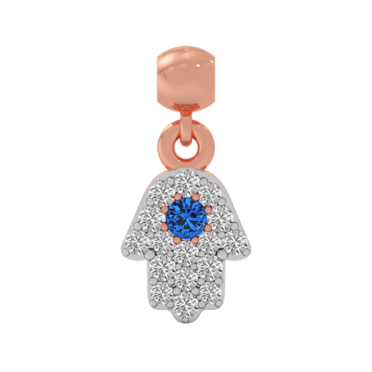 Evil Eye Hamsa Hand Diamond Charm - Rose