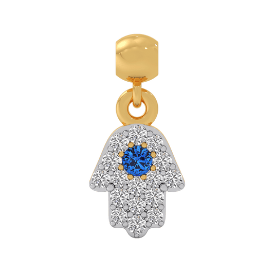 Evil Eye Hamsa Hand Diamond Charm - Yellow