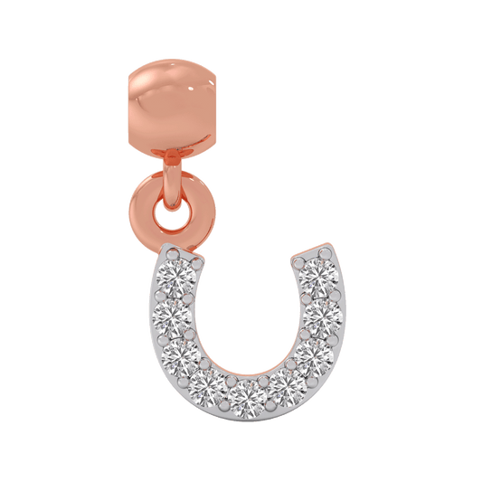 Lucky Horseshoe Diamond Charm - Rose