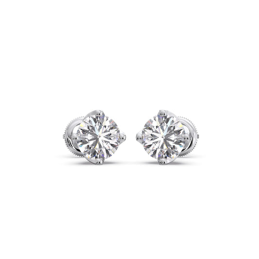 6 Ct Four-Prong Round Solitaire Earrings - White