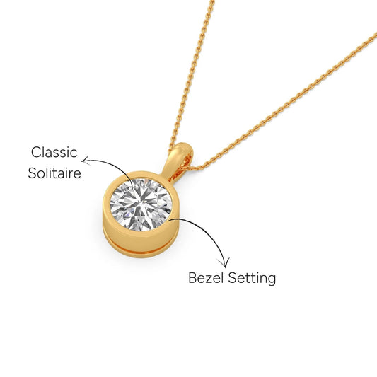 Solitaire Bezel Set Diamond Pendant - Yellow