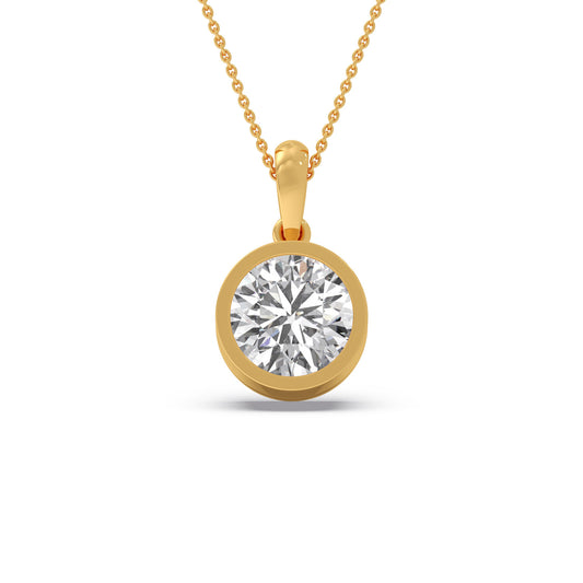 Solitaire Bezel Set Diamond Pendant - Yellow