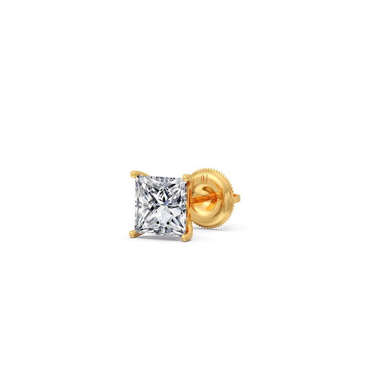 3.00 ct Elegant Princess Cut Diamond Stud Earrings - Yellow
