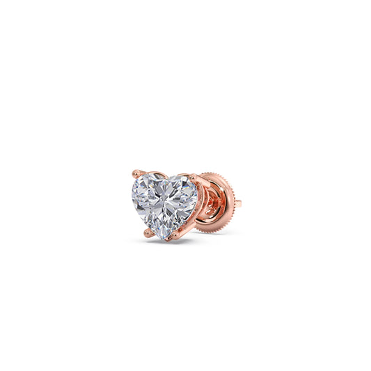 Heart-Shaped Diamond Stud Earrings - Rose