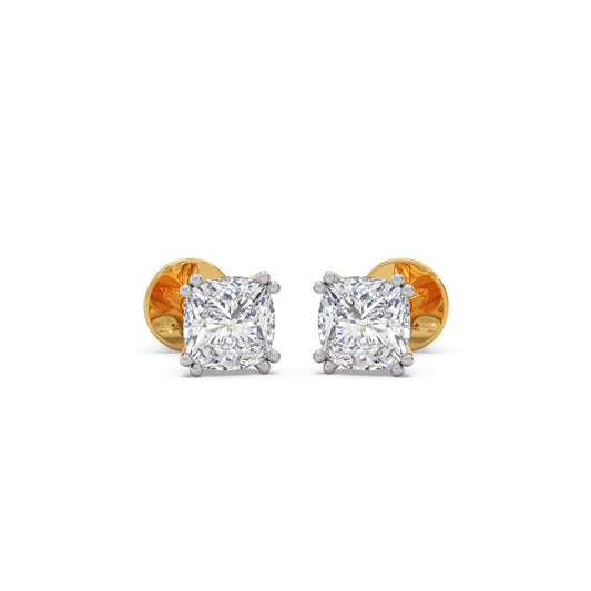 Cushion Cut Diamond Stud Earrings - Yellow