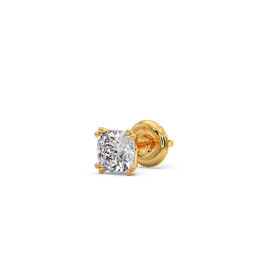 Cushion Cut Diamond Stud Earrings - Yellow