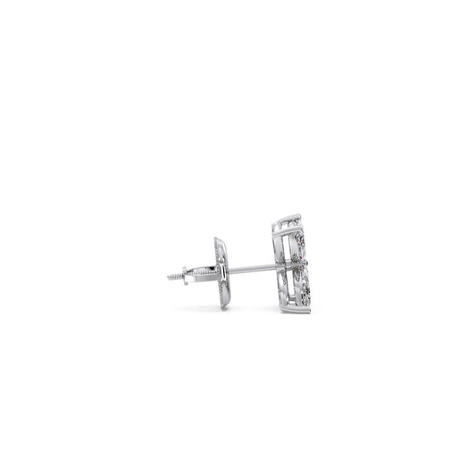Marquise Cut Diamond Flower Stud Earrings - White