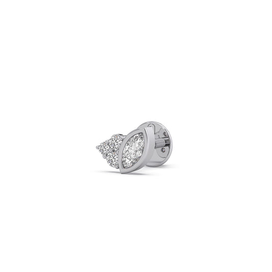Marquise Cut Diamond Cluster Stud Earrings - White