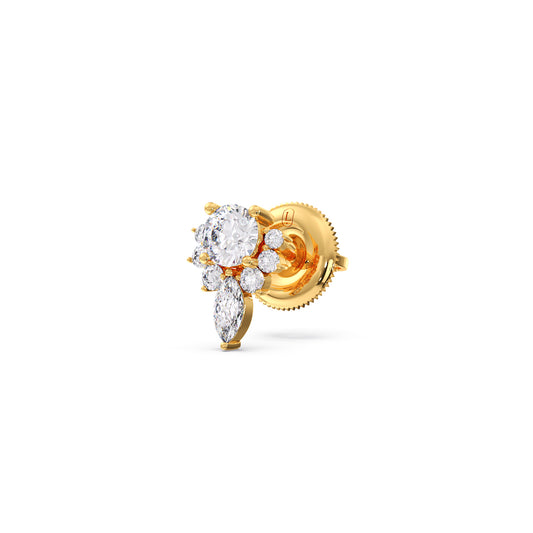Floral Cluster Stud Earrings - Yellow