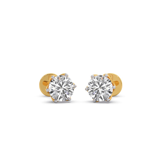1.64 ct Precision Round Solitaire Stud Earrings - Yellow
