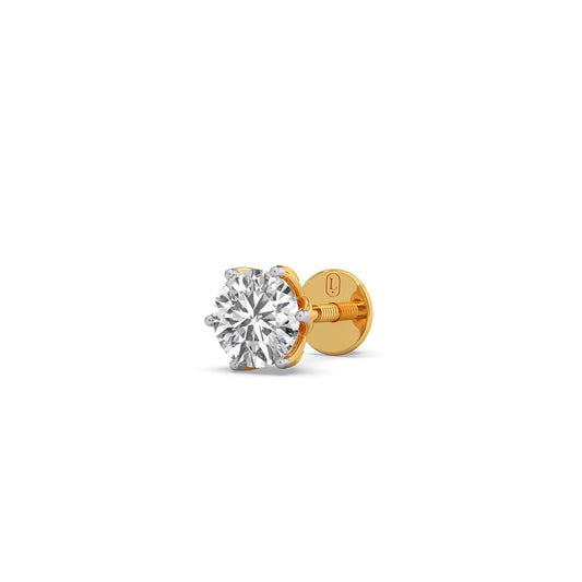 1.64 ct Precision Round Solitaire Stud Earrings - Yellow