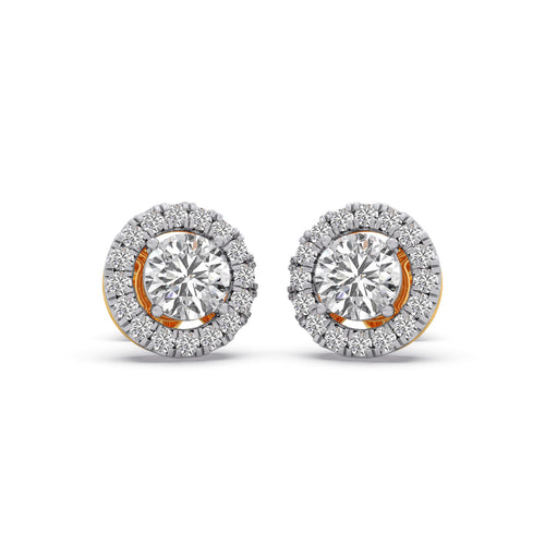 Round Shape LGD Earrings with Halo Setting