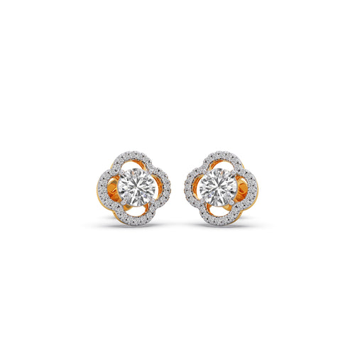 Floral Diamond Halo Studs