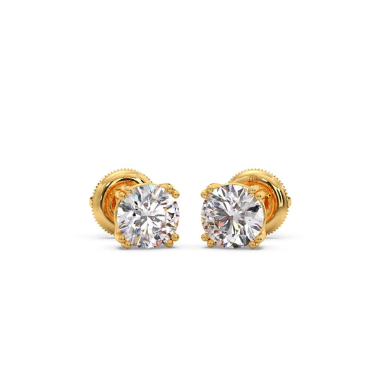 1.74 ct Timeless Round Solitaire Stud Earrings - Yellow