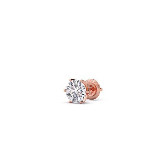2.80 ct Brilliant Round Six-Prong Solitaire Stud Earrings - Rose