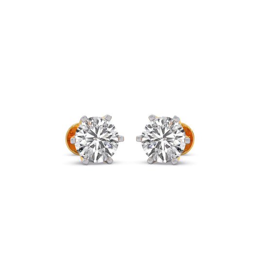2.80 ct Brilliant Round Six-Prong Solitaire Stud Earrings - Yellow