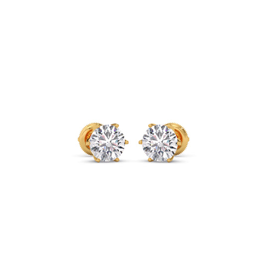 2.80 ct Brilliant Round Six-Prong Solitaire Stud Earrings - Yellow