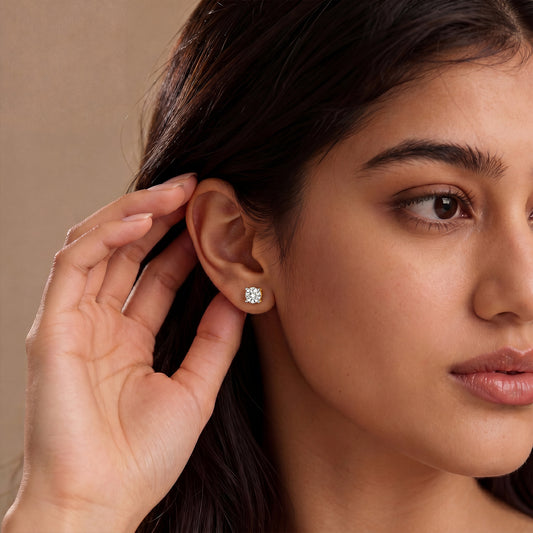 Round Solitaire 4-Prong Diamond Stud Earrings - MQ_AI