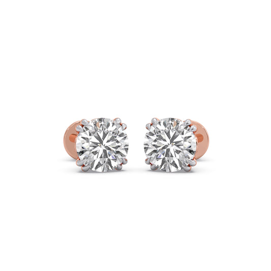 2.4 ct Eternal Round Solitaire Stud Earrings - Rose