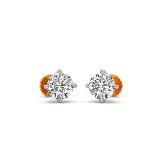 Round Cluster Stud Earrings – 4 Prong Setting - Yellow