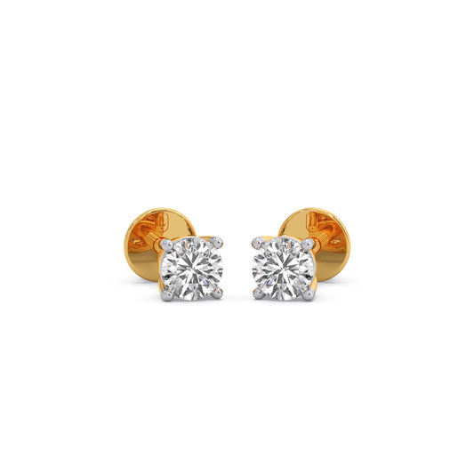 Round Solitaire 4-Prong Basket Stud Earrings7.5mm - Yellow
