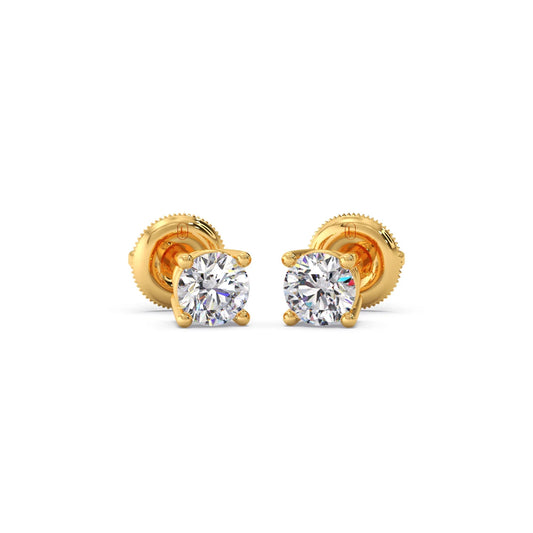 Round Solitaire 4-Prong Basket Stud Earrings – 5.0mm - Yellow