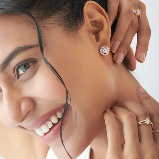 Round Halo Stud Earrings – 5.40mm - MQ