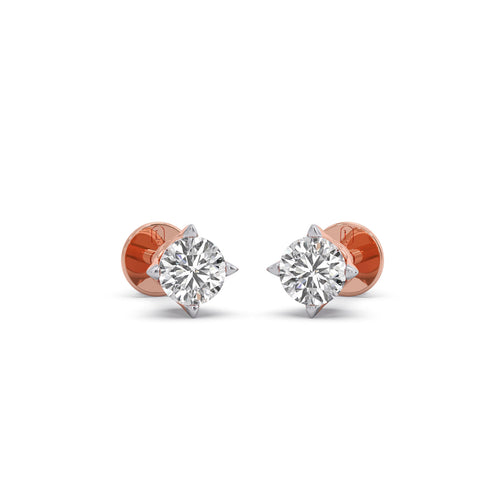 Classic 4-Prong Round Diamond Stud Earrings – 5.00mm