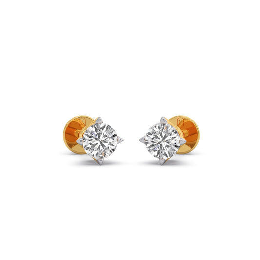 Classic 4-Prong Round Diamond Stud Earrings – 5.00mm - Yellow