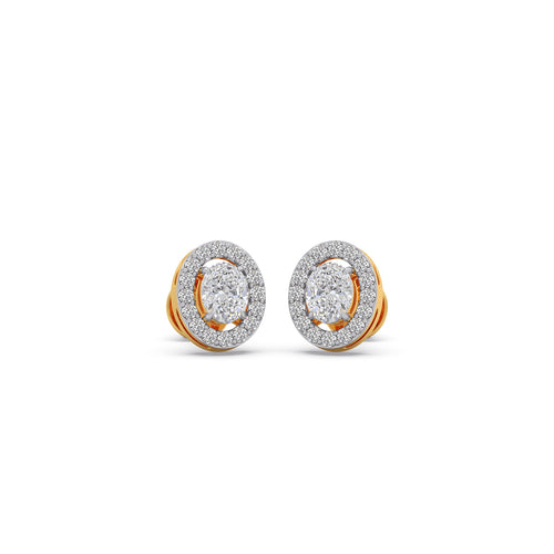 Classic Oval-Cualo Stud Earrings Diamond Halo Stud Earrings