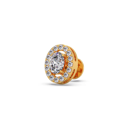 Classic Oval-Cualo Stud Earrings Diamond Halo Stud Earrings - Yellow