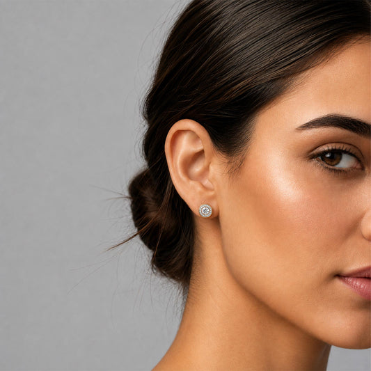 Round-Cut Halo Classic Diamond  Studs - MQ_AI