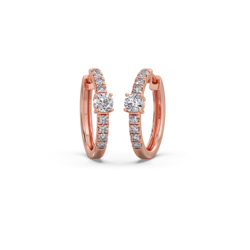 Classic pave diamond huggie hoops
