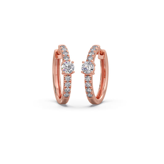 Classic pave diamond huggie hoops - Rose
