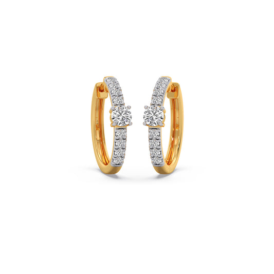 Classic pave diamond huggie hoops - Yellow