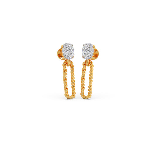 Chainline Oval Diamond Dangle Earrings - Yellow