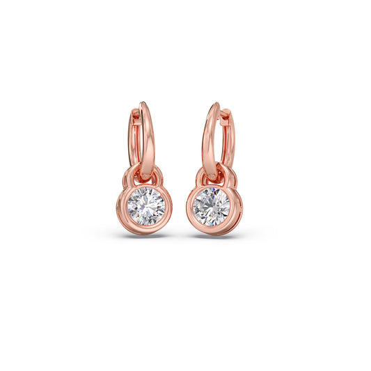 Sparkling Diamond Drop Earrings - Rose