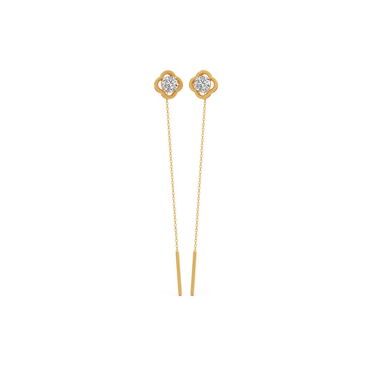 Amulet Round Diamond Sui-Dhaga Earrings - Yellow