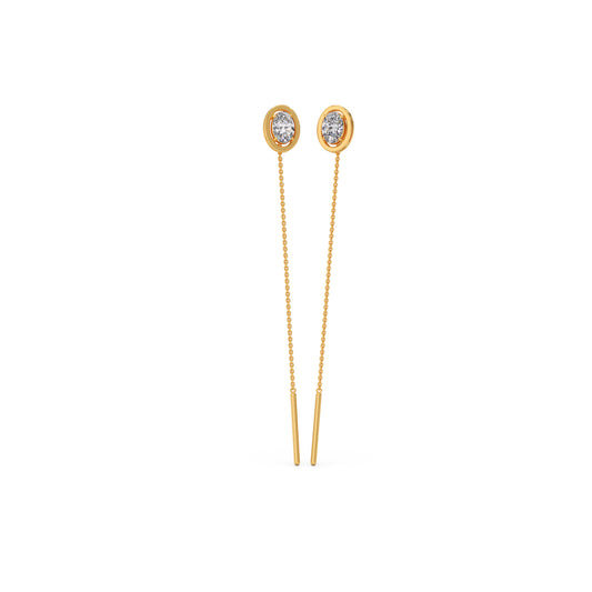 Minimalist Oval Diamond Sui-Dhaga Earrings - Yellow