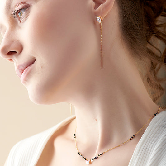 Minimalist Oval Diamond Sui-Dhaga Earrings - MQ