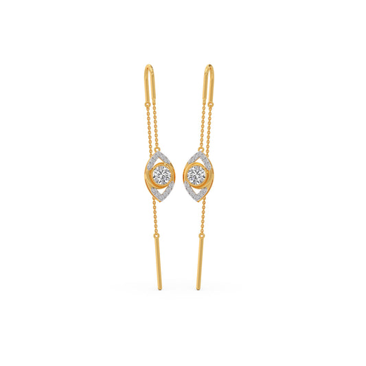 Ethereal Diamond Sui-Dhaga Earrings - Yellow