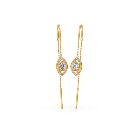 Ethereal Diamond Sui-Dhaga Earrings - Yellow