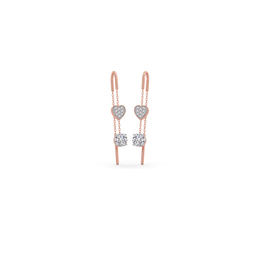 Round-Cut Diamond Threader Earrings - Rose