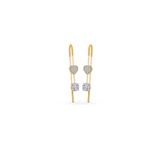 Round-Cut Diamond Threader Earrings - Yellow