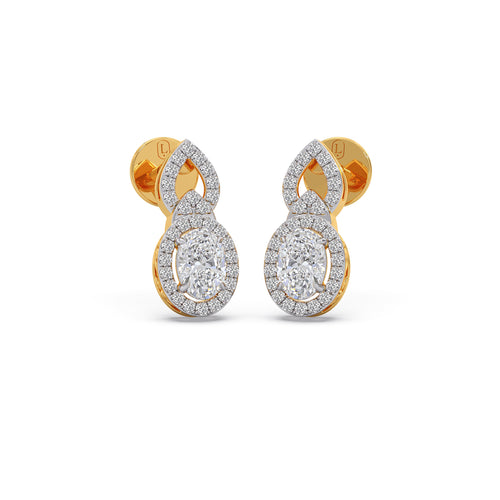 Oval Halo Infinity Diamond Stud Earrings
