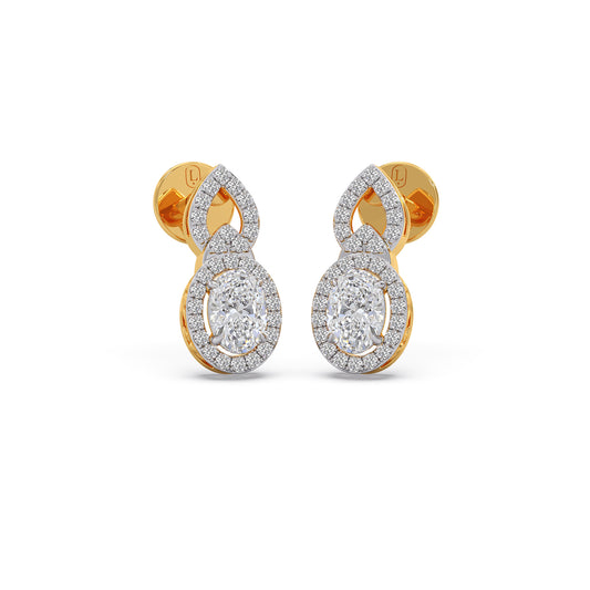 Oval Halo Infinity Diamond Stud Earrings - Yellow