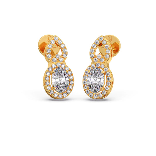 Oval Halo Infinity Diamond Stud Earrings - Yellow