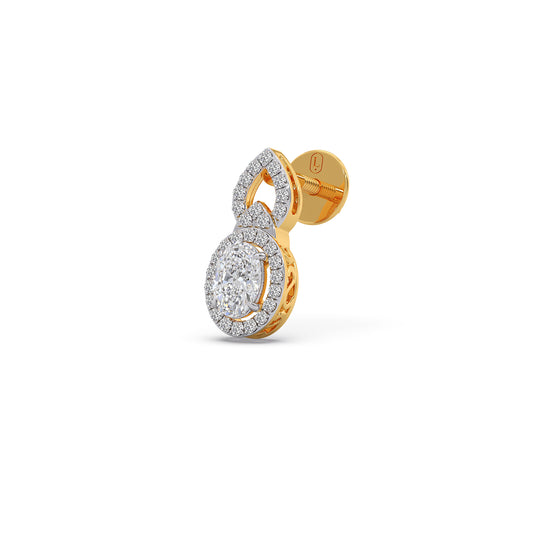 Oval Halo Infinity Diamond Stud Earrings - Yellow