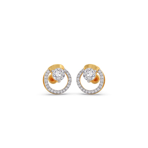 Floating Halo Round Diamond Stud Earrings