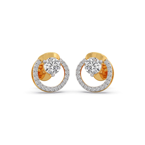 Floating Halo Round Diamond Stud Earrings